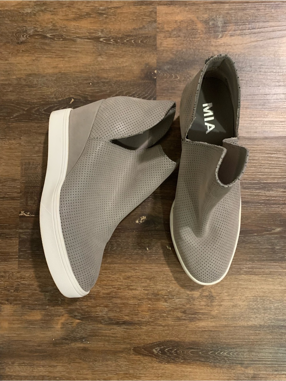 MIA Women's Taupe Perforated Slip-On Sneakers